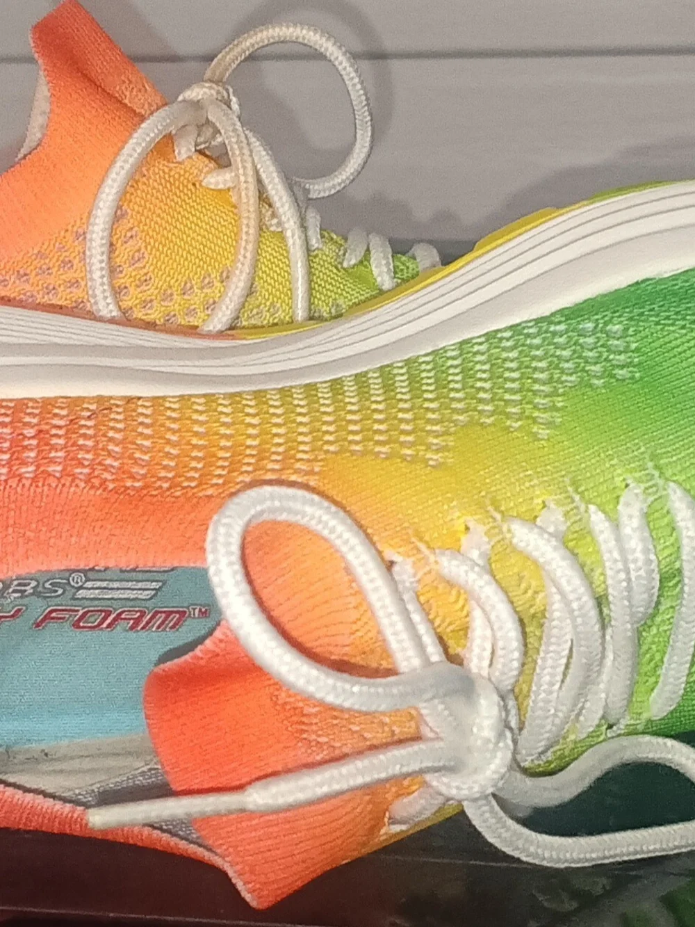 Skechers Kids Rainbow Gradient Lace-Up Sneakers - Blue/Green/Yellow/Orange/Pink